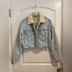 New Garage Denim Sherpa Crop Jacket with tags
